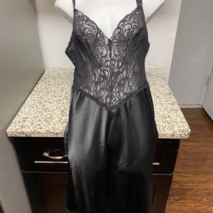 Vintage Maidenform Union Made USA Black Lace Lingerie Teddy Slip